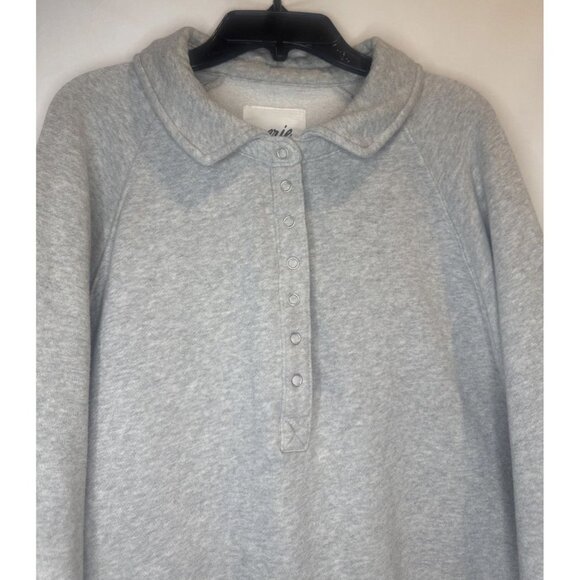 Aerie Womens Med Gray 1/2 Snap Collared Long Sleeve Sweatshirt Top Sz L Comfy - Picture 2 of 7